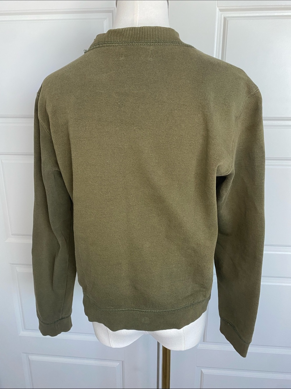 Esprit Logo Crewneck Sweatshirt Medium Olive Green Retro 80s 90s Cotton Blend - Picture 2 of 8